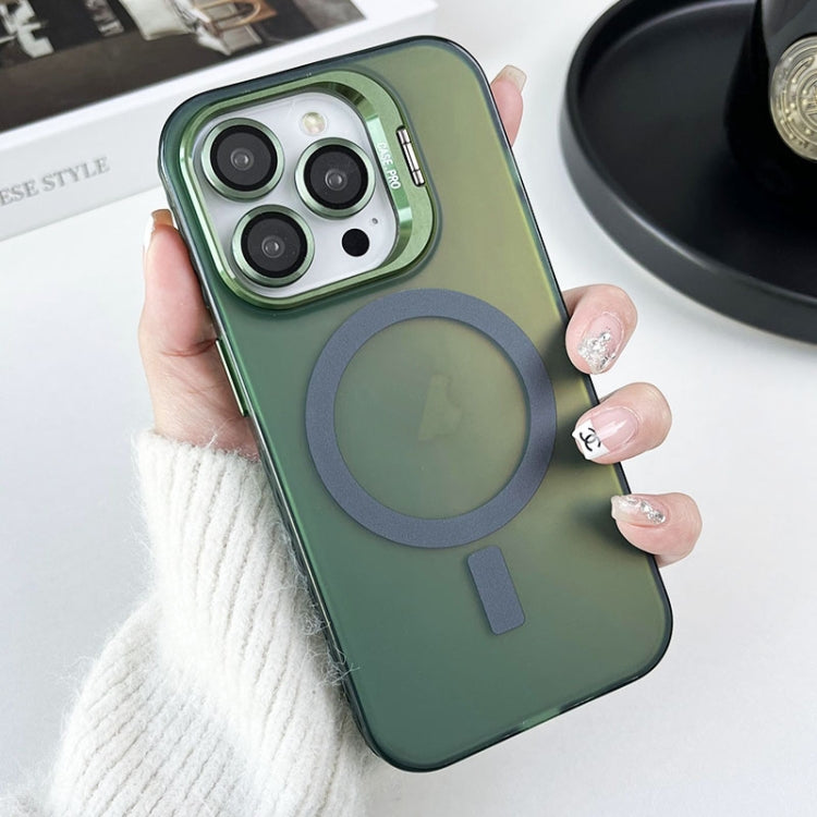 For iPhone 14 Pro MagSafe Lens Holder PC Hybrid TPU Phone Case(Green) - iPhone 14 Pro Cases by PMC Jewellery | Online Shopping South Africa | PMC Jewellery