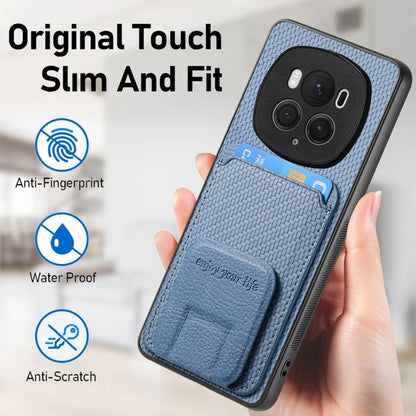 For Honor Magic6 Pro Carbon Fiber Card Bag Fold Stand Phone Case(Blue) - Honor Cases by PMC Jewellery | Online Shopping South Africa | PMC Jewellery | Buy Now Pay Later Mobicred