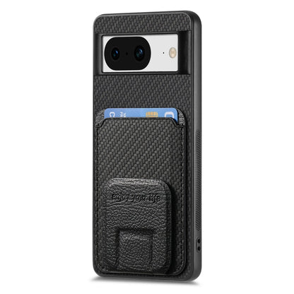 For Google Pixel 7 Carbon Fiber Card Bag Fold Stand Phone Case(Black) - Google Cases by PMC Jewellery | Online Shopping South Africa | PMC Jewellery