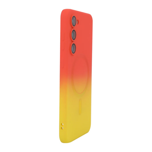 For Samsung Galaxy S25 5G ENKAY Hat-Prince MagSafe Rainbow Gradient Silicone Phone Case with Lens Film(Orange Yellow) - Galaxy S25 5G Cases by ENKAY | Online Shopping South Africa | PMC Jewellery | Buy Now Pay Later Mobicred