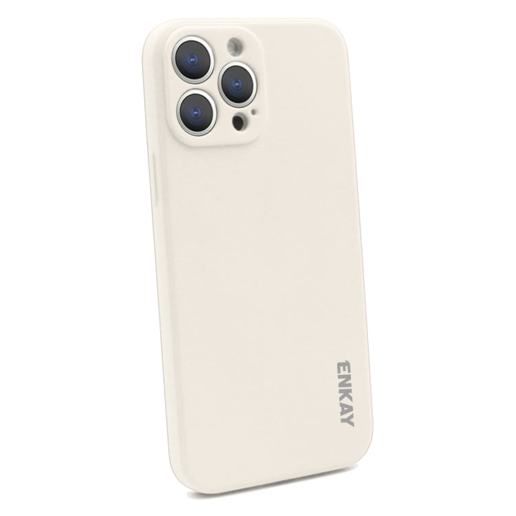 For iPhone 15 Pro Max ENKAY Liquid Silicone Soft Shockproof Phone Case(Beige) - iPhone 15 Pro Max Cases by ENKAY | Online Shopping South Africa | PMC Jewellery | Buy Now Pay Later Mobicred