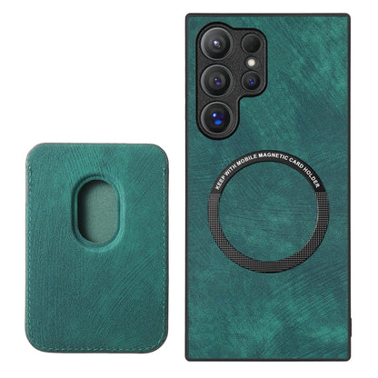 For Samsung Galaxy S25 Ultra 5G Retro Leather Card Bag Magnetic Phone Case(Green) - Galaxy S25 Ultra 5G Cases by PMC Jewellery | Online Shopping South Africa | PMC Jewellery | Buy Now Pay Later Mobicred