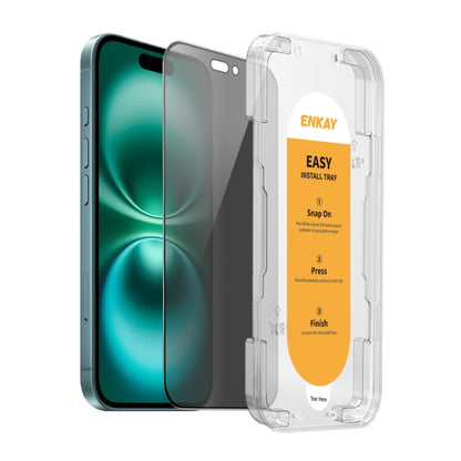 For iPhone 16 Plus ENKAY Easy Install Anti-peeping Privacy Full Screen Tempered Glass Film - iPhone 16 Plus Tempered Glass by ENKAY | Online Shopping South Africa | PMC Jewellery | Buy Now Pay Later Mobicred