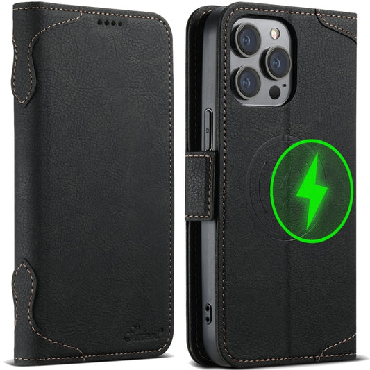 For iPhone 12 Pro Max SUTENI J07 Multifunctional Horizontal Flip Magsafe Leather Phone Case(Black) - iPhone 12 Pro Max Cases by Suteni | Online Shopping South Africa | PMC Jewellery | Buy Now Pay Later Mobicred