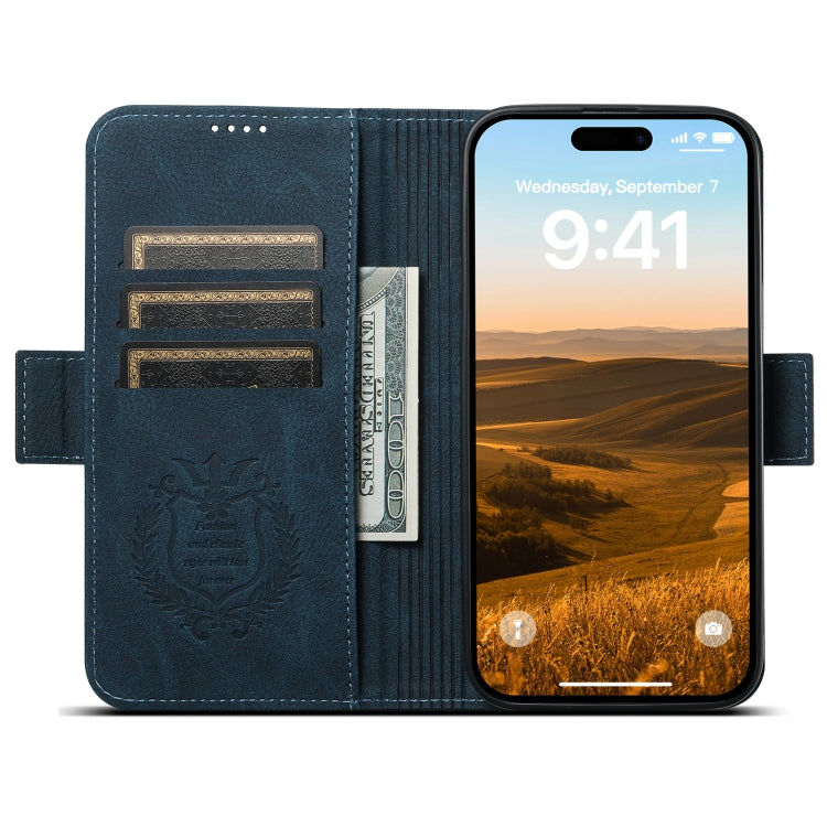 For iPhone 13 Pro SUTENI J07 Multifunctional Horizontal Flip Magsafe Leather Phone Case(Blue) - iPhone 13 Pro Cases by Suteni | Online Shopping South Africa | PMC Jewellery | Buy Now Pay Later Mobicred