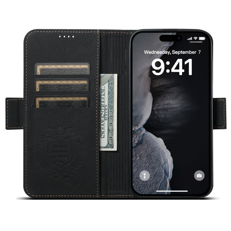 For iPhone 15 Pro SUTENI J07 Multifunctional Horizontal Flip Magsafe Leather Phone Case(Black) - free shipping - PMC Jewellery - Order now!