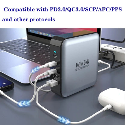 GAN 140W PD65W / PD20W / QC3.0 USB Five Port Laptop Adapter, Plug:EU Plug - Universal Power Adapter by PMC Jewellery | Online Shopping South Africa | PMC Jewellery | Buy Now Pay Later Mobicred