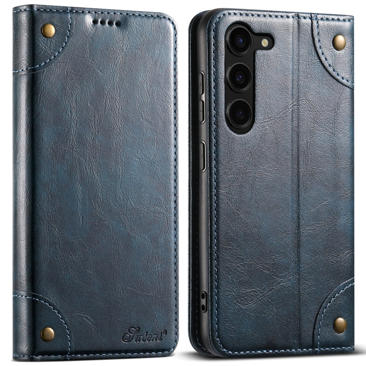 For Samsung Galaxy S24 5G Suteni Baroque Calf Texture Buckle Wallet Leather Phone Case(Blue) - Galaxy S24 5G Cases by Suteni | Online Shopping South Africa | PMC Jewellery | Buy Now Pay Later Mobicred