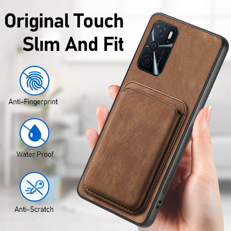 For OPPO A58 4G Retro Leather Card Bag Magnetic Phone Case(Brown) - OPPO Cases by PMC TechLife | Online Shopping South Africa | PMC TechLife | Buy Now Pay Later Mobicred