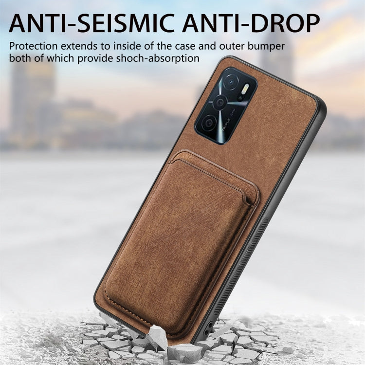 For OPPO A78 4G Retro Leather Card Bag Magnetic Phone Case(Brown) - OPPO Cases by PMC TechLife | Online Shopping South Africa | PMC TechLife | Buy Now Pay Later Mobicred