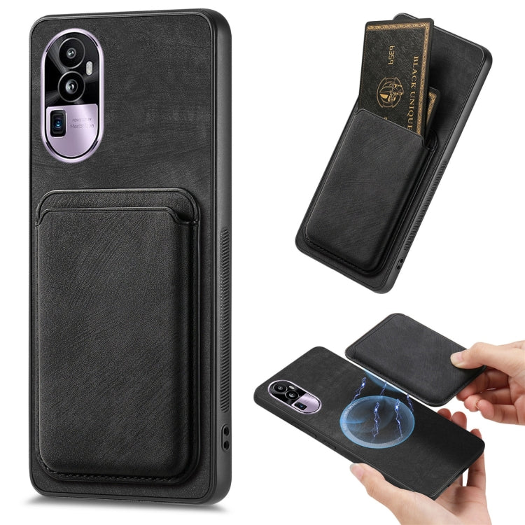 For OPPO Reno10 Pro+ Retro Leather Card Bag Magnetic Phone Case(Black) - OPPO Cases by PMC Jewellery | Online Shopping South Africa | PMC Jewellery | Buy Now Pay Later Mobicred