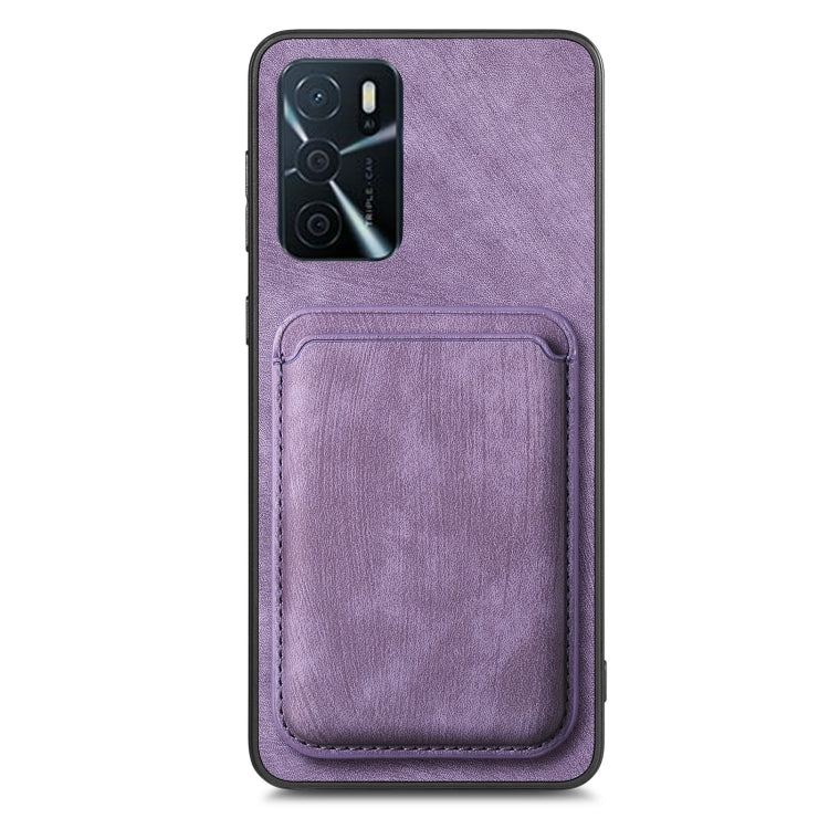 For OPPO A1 5G Retro Leather Card Bag Magnetic Phone Case(Purple) - OPPO Cases by PMC Jewellery | Online Shopping South Africa | PMC Jewellery | Buy Now Pay Later Mobicred