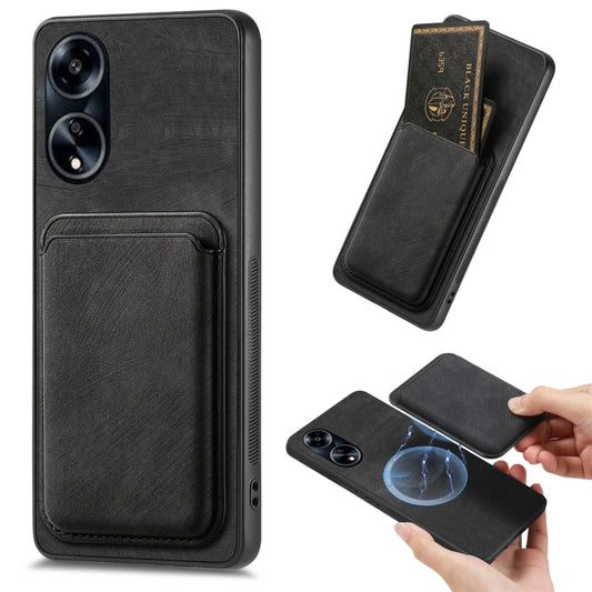 For OPPO A1 5G Retro Leather Card Bag Magnetic Phone Case(Black) - OPPO Cases by PMC Jewellery | Online Shopping South Africa | PMC Jewellery | Buy Now Pay Later Mobicred