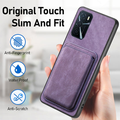 For OPPO Reno9 Pro+ 5G Retro Leather Card Bag Magnetic Phone Case(Purple) - OPPO Cases by PMC Jewellery | Online Shopping South Africa | PMC Jewellery | Buy Now Pay Later Mobicred