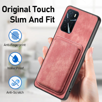 For OPPO A17K Retro Leather Card Bag Magnetic Phone Case(Pink) - OPPO Cases by PMC Jewellery | Online Shopping South Africa | PMC Jewellery | Buy Now Pay Later Mobicred
