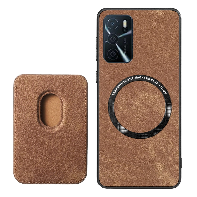 For OPPO A17 Retro Leather Card Bag Magnetic Phone Case(Brown) - OPPO Cases by PMC Jewellery | Online Shopping South Africa | PMC Jewellery | Buy Now Pay Later Mobicred