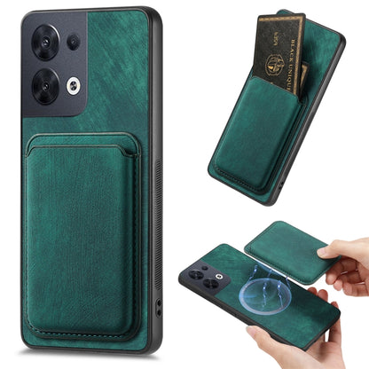 For OPPO Reno8 5G Retro Leather Card Bag Magnetic Phone Case(Green) - OPPO Cases by PMC Jewellery | Online Shopping South Africa | PMC Jewellery | Buy Now Pay Later Mobicred