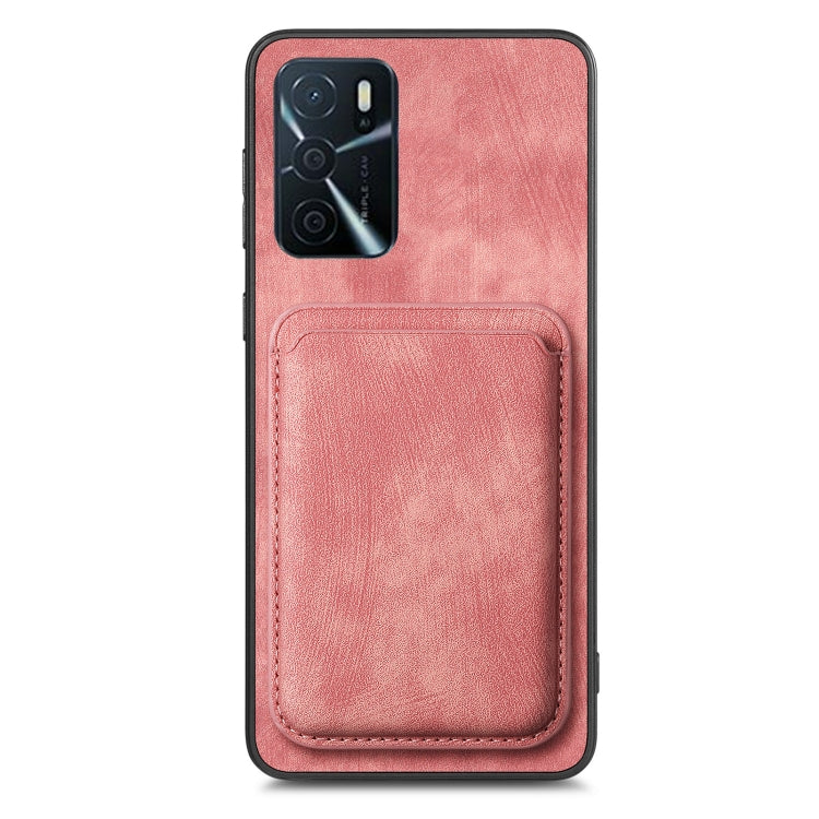 For OPPO Reno7 4G Retro Leather Card Bag Magnetic Phone Case(Pink) - OPPO Cases by PMC Jewellery | Online Shopping South Africa | PMC Jewellery | Buy Now Pay Later Mobicred