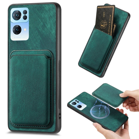 For OPPO Reno7 Pro 5G Retro Leather Card Bag Magnetic Phone Case(Green) - OPPO Cases by PMC Jewellery | Online Shopping South Africa | PMC Jewellery | Buy Now Pay Later Mobicred