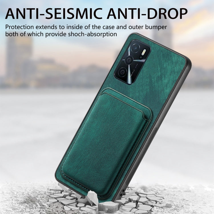 For OPPO Reno7 Pro 5G Retro Leather Card Bag Magnetic Phone Case(Green) - OPPO Cases by PMC TechLife | Online Shopping South Africa | PMC TechLife | Buy Now Pay Later Mobicred