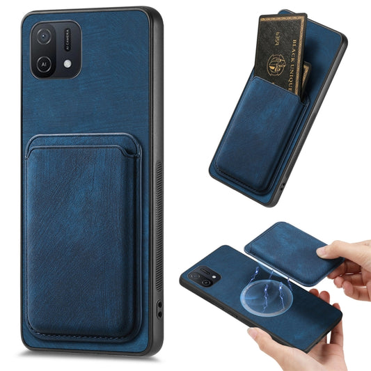 For OPPO A16K Retro Leather Card Bag Magnetic Phone Case(Blue) - OPPO Cases by PMC Jewellery | Online Shopping South Africa | PMC Jewellery | Buy Now Pay Later Mobicred