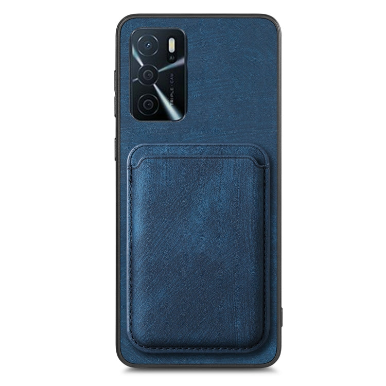 For OPPO Reno6 Pro+ Retro Leather Card Bag Magnetic Phone Case(Blue) - OPPO Cases by PMC TechLife | Online Shopping South Africa | PMC TechLife | Buy Now Pay Later Mobicred