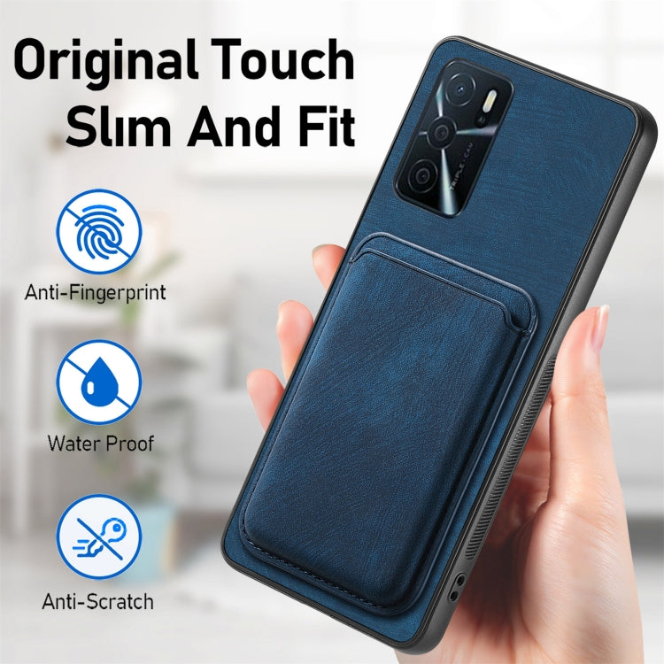 For OPPO Reno6 Pro+ Retro Leather Card Bag Magnetic Phone Case(Blue) - OPPO Cases by PMC Jewellery | Online Shopping South Africa | PMC Jewellery | Buy Now Pay Later Mobicred