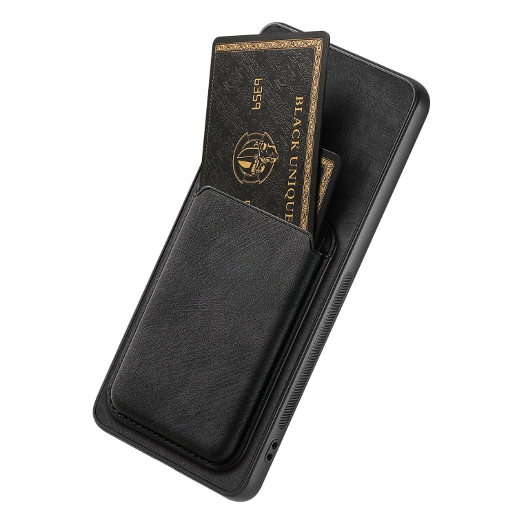For OPPO F19 Retro Leather Card Bag Magnetic Phone Case(Black) - OPPO Cases by PMC Jewellery | Online Shopping South Africa | PMC Jewellery | Buy Now Pay Later Mobicred
