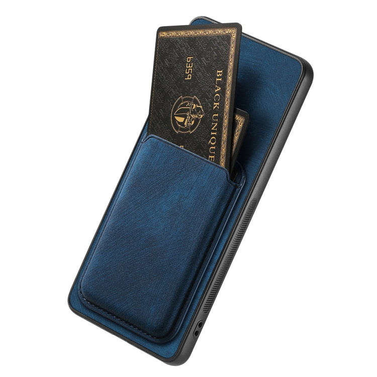 For OPPO F19 Pro+ Retro Leather Card Bag Magnetic Phone Case(Blue) - OPPO Cases by PMC Jewellery | Online Shopping South Africa | PMC Jewellery | Buy Now Pay Later Mobicred