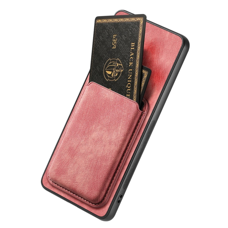 For OPPO Reno5 5G Retro Leather Card Bag Magnetic Phone Case(Pink) - OPPO Cases by PMC Jewellery | Online Shopping South Africa | PMC Jewellery | Buy Now Pay Later Mobicred