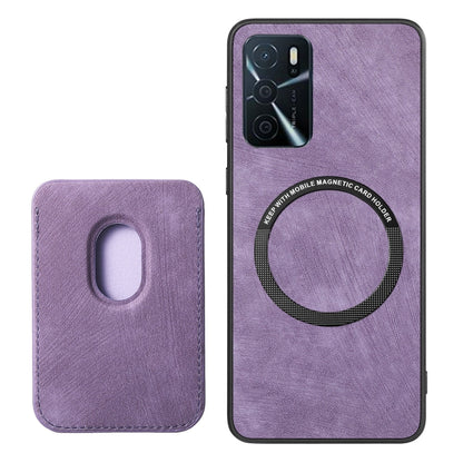 For OPPO A15 Retro Leather Card Bag Magnetic Phone Case(Purple) - OPPO Cases by PMC Jewellery | Online Shopping South Africa | PMC Jewellery | Buy Now Pay Later Mobicred