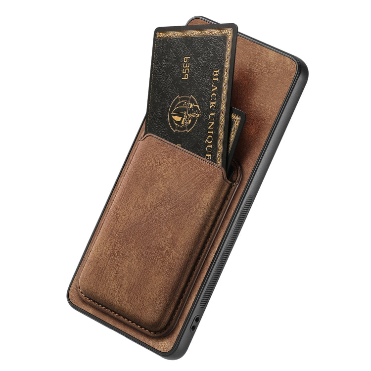 For OPPO A5 Retro Leather Card Bag Magnetic Phone Case(Brown) - OPPO Cases by PMC TechLife | Online Shopping South Africa | PMC TechLife | Buy Now Pay Later Mobicred