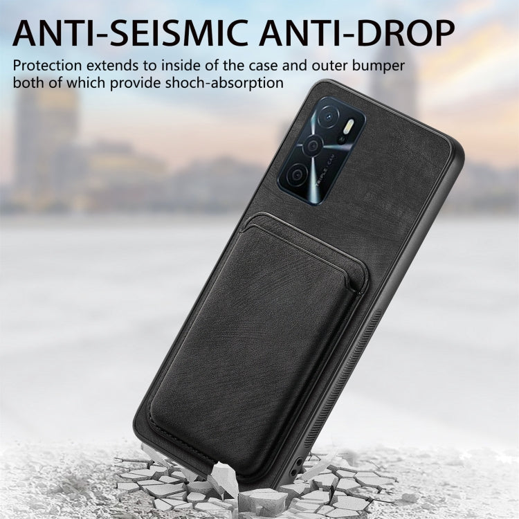 For OPPO A53 / A53S Retro Leather Card Bag Magnetic Phone Case(Black) - OPPO Cases by PMC TechLife | Online Shopping South Africa | PMC TechLife | Buy Now Pay Later Mobicred