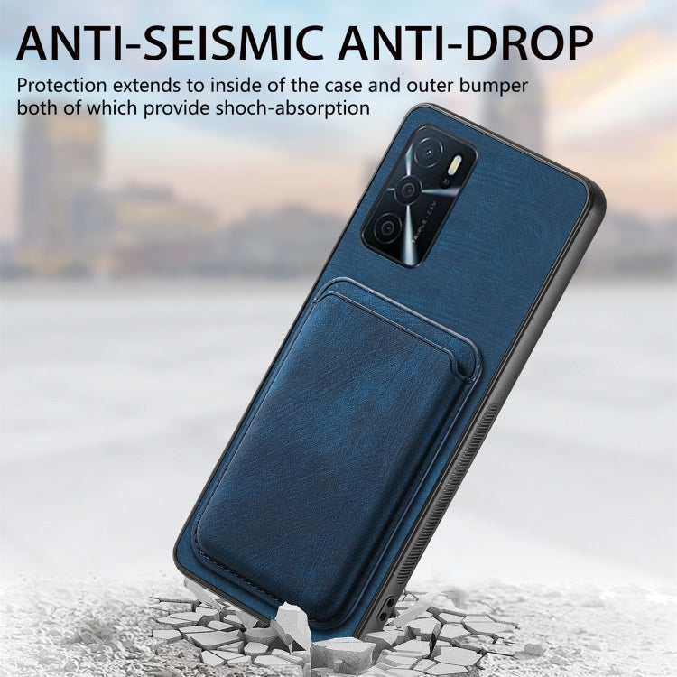 For OPPO A7/A12 Retro Leather Card Bag Magnetic Phone Case(Blue) - OPPO Cases by PMC TechLife | Online Shopping South Africa | PMC TechLife | Buy Now Pay Later Mobicred
