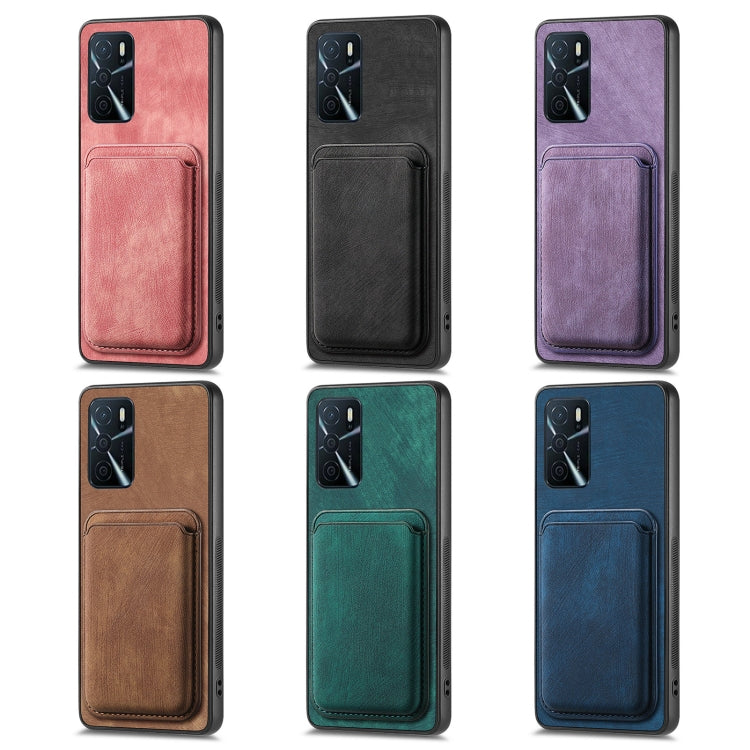 For OPPO A5 Retro Leather Card Bag Magnetic Phone Case(Purple) - OPPO Cases by PMC Jewellery | Online Shopping South Africa | PMC Jewellery | Buy Now Pay Later Mobicred