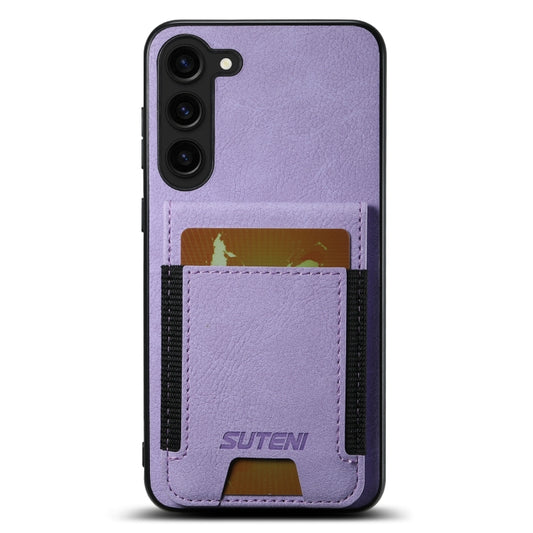 For Samsuny Galaxy S24+ 5G Suteni H03 Litchi Leather Card Bag Stand Back Phone Case(Purple) - Galaxy S24+ 5G Cases by Suteni | Online Shopping South Africa | PMC Jewellery | Buy Now Pay Later Mobicred