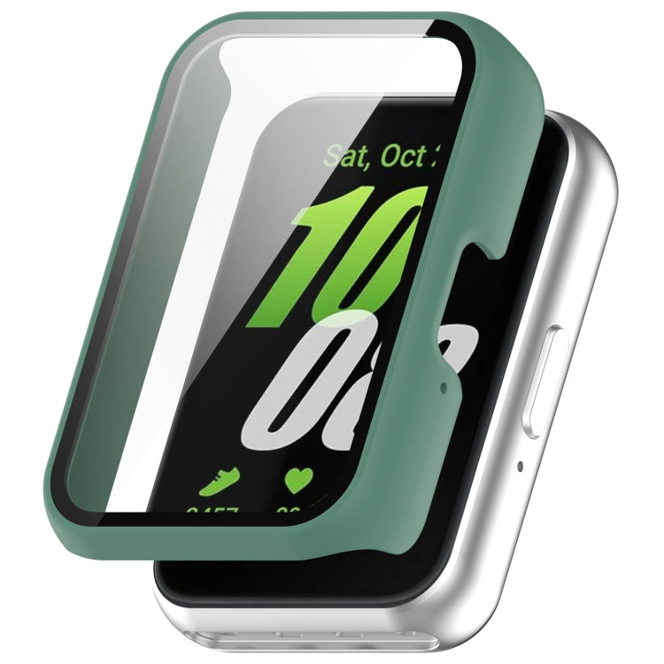 For Samsung Galaxy Fit 3 SM-R390 PC + Tempered Glass Film Integrated Watch Protective Case(Green) - Watch Cases by PMC Jewellery | Online Shopping South Africa | PMC Jewellery