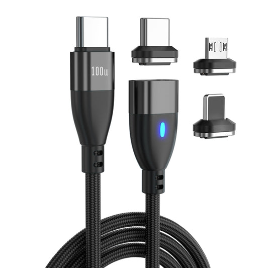 ENKAY 3 in 1 PD100W Type-C to Type-C / 8 Pin / Micro USB Magnetic Fast Charging Cable, Cable Length:1m(Black) - Charging Cable & Head by ENKAY | Online Shopping South Africa | PMC Jewellery | Buy Now Pay Later Mobicred