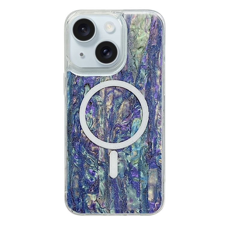 For iPhone 15 Shell Texture Multicolor MagSafe TPU Phone Case(Peacock Blue) - iPhone 15 Cases by PMC Jewellery | Online Shopping South Africa | PMC Jewellery