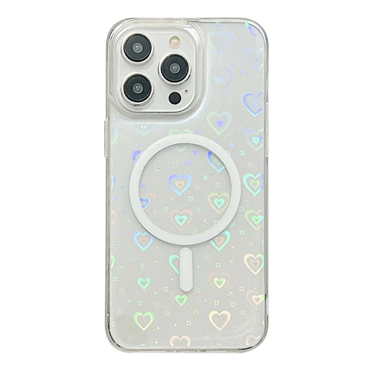 For iPhone 15 Pro Max Laser Love MagSafe TPU Phone Case(Transparent) - iPhone 15 Pro Max Cases by PMC Jewellery | Online Shopping South Africa | PMC Jewellery