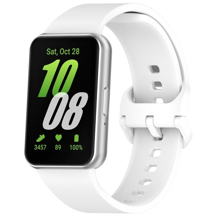 For Samsung Galaxy Fit 3 Solid Color Colorful Buckle Silicone Watch Band(White) - Watch Bands by PMC TechLife | Online Shopping South Africa | PMC TechLife