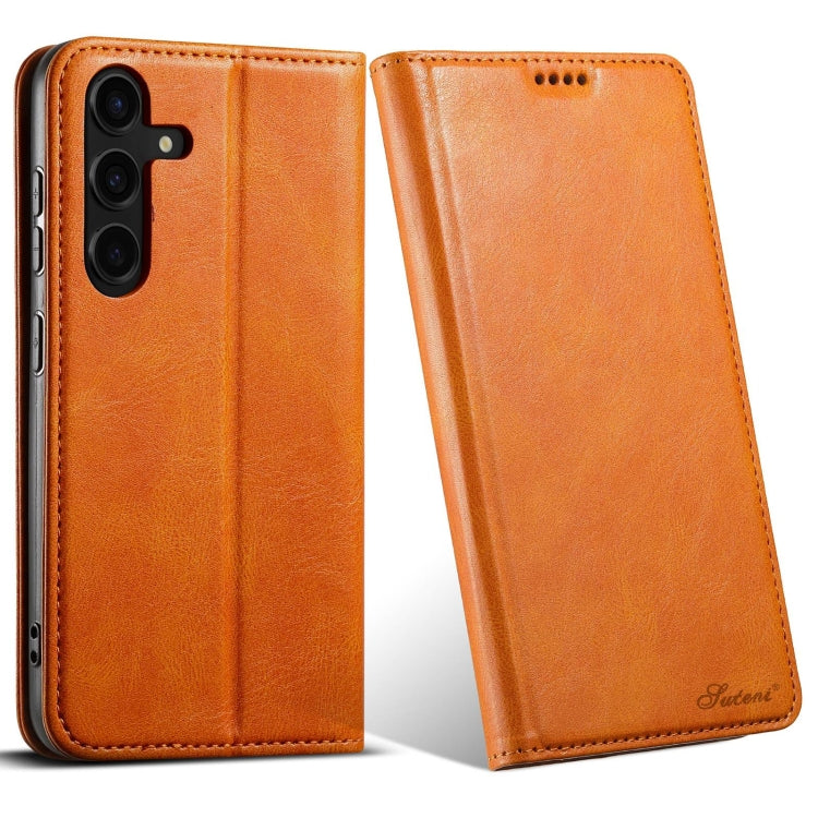 For Samsung Galaxy S24 5G Suteni J02 Oil Wax Wallet Leather Phone Case(Khaki) - Galaxy S24 5G Cases by Suteni | Online Shopping South Africa | PMC Jewellery | Buy Now Pay Later Mobicred