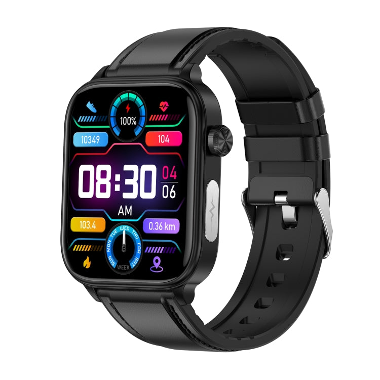 ET570 1.96 inch Color Screen Smart Watch Leather Strap, Support Bluetooth Call / ECG(Black) - Smart Watches by PMC TechLife | Online Shopping South Africa | PMC TechLife