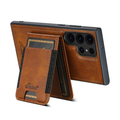 For Samsung Galaxy S22 Ultra 5G Suteni H17 Oil Eax Leather Detachable Wallet Phone Case(Brown) - Galaxy S22 Ultra 5G Cases by Suteni | Online Shopping South Africa | PMC Jewellery | Buy Now Pay Later Mobicred