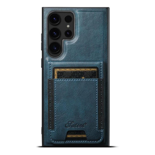 For Samsung Galaxy S25 Ultra 5G Suteni H17 Oil Eax Leather MagSafe Detachable Wallet Phone Case(Blue) - Galaxy Note20 Cases by Suteni | Online Shopping South Africa | PMC Jewellery | Buy Now Pay Later Mobicred