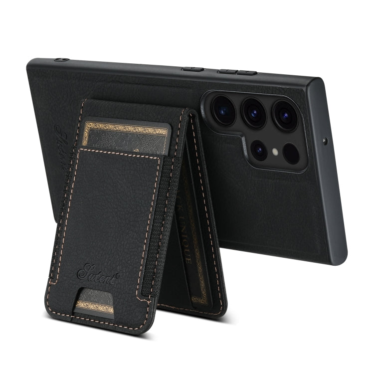 For Samsung Galaxy S24 Ultra 5G Suteni H17 Litchi Texture Leather Detachable Wallet Phone Case(Black) - Galaxy S24 Ultra 5G Cases by Suteni | Online Shopping South Africa | PMC Jewellery | Buy Now Pay Later Mobicred