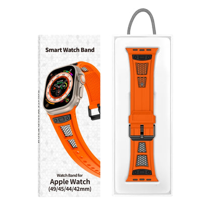 For Apple Watch SE 2022 44mm Breathable Stainless Steel Mesh TPU Watch Band(Orange Black) - Watch Bands by PMC Jewellery | Online Shopping South Africa | PMC Jewellery