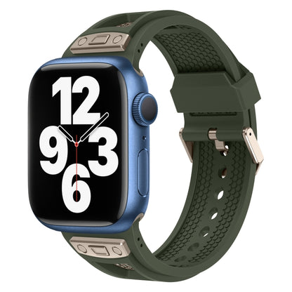 For Apple Watch Series 7 45mm Breathable Stainless Steel Mesh TPU Watch Band(Green Titanium) - Watch Bands by PMC Jewellery | Online Shopping South Africa | PMC Jewellery