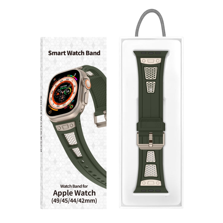 For Apple Watch Series 7 45mm Breathable Stainless Steel Mesh TPU Watch Band(Green Titanium) - Watch Bands by PMC Jewellery | Online Shopping South Africa | PMC Jewellery