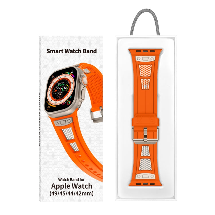 For Apple Watch Series 5 44mm Breathable Stainless Steel Mesh TPU Watch Band(Orange Titanium) - Watch Bands by PMC Jewellery | Online Shopping South Africa | PMC Jewellery